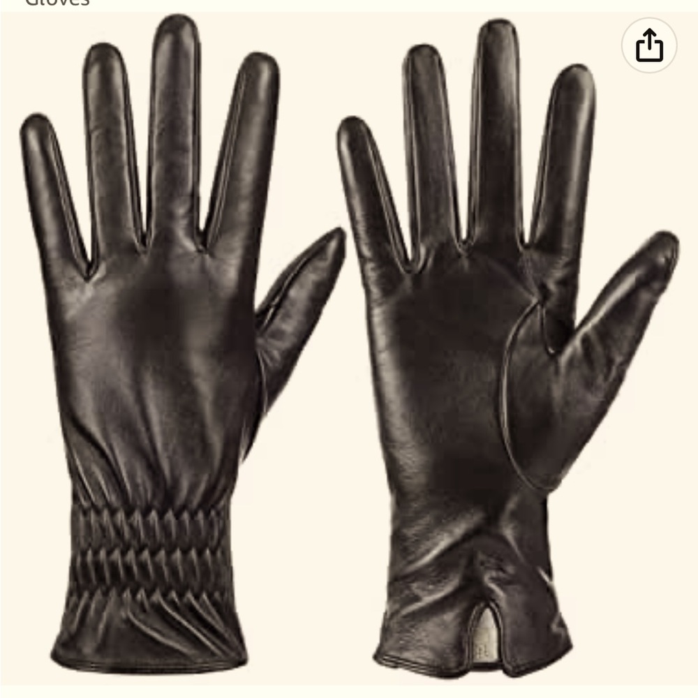 DSANE Women’s Size Large PU Synthetic Sheep Skin Gloves-100% Cashmere Lining